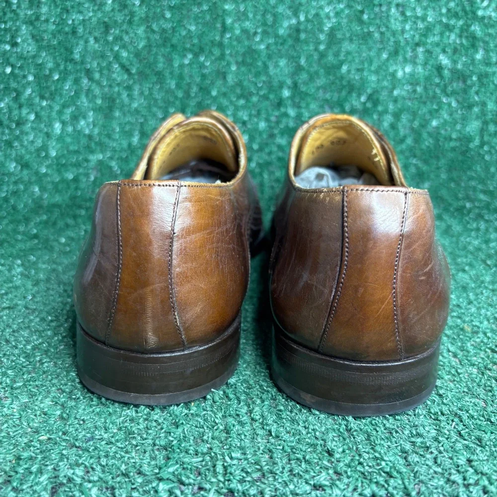 Mezlan Cancun Woven Leather Cap Toe Brogue Oxford Dress Shoes Brown Mens Sz 10 M
